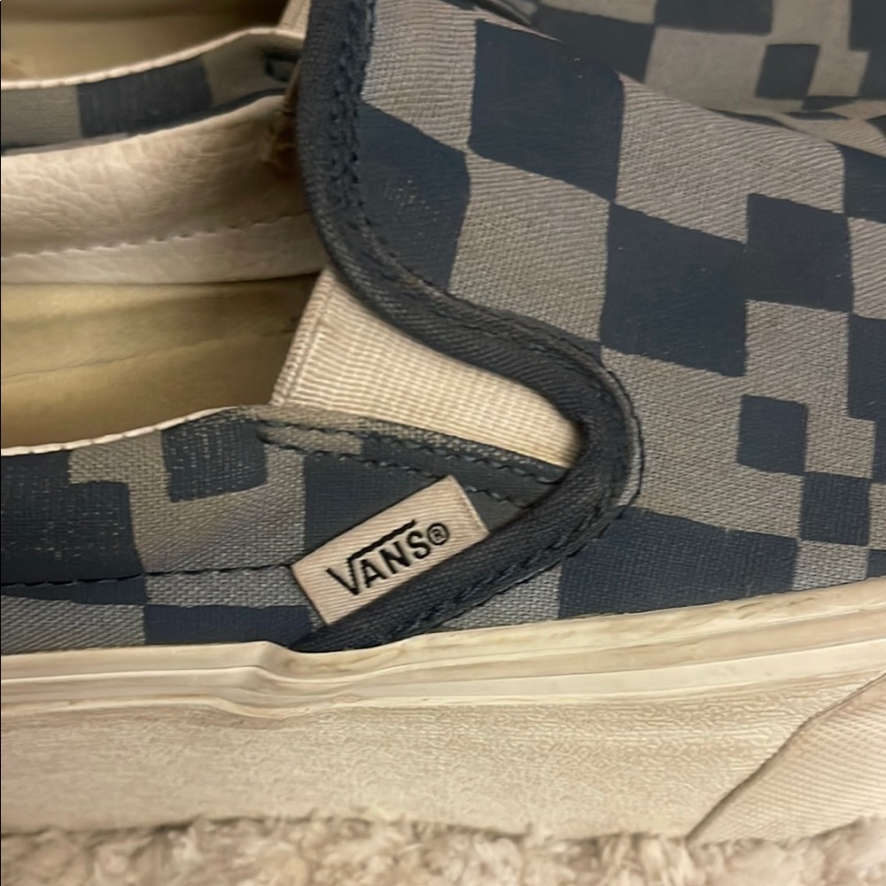 Vans Classic Stacked Platform Blue and Gray Checkered Slip-Ons 5 M 6.5 W - Picture 7 of 11